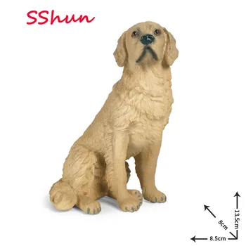 8.5*8*13.5 см, имитация собаки породы золотистый ретривер, твердая модель животного, детская подарочная игрушка, украшение для собак, украшения