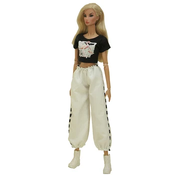 NK 1 шт. Модная спортивная одежда для кукол 1/6, черная повседневная рубашка, современная спортивная одежда для Барби, аксессуары, игрушки для кукольного домика