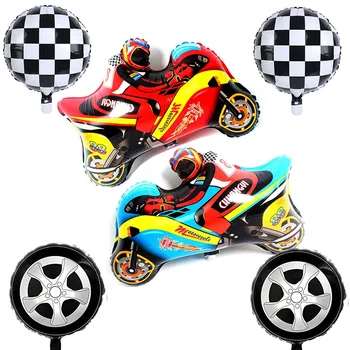 6 шт. транспортных средств для мотокросса, мотоциклетных шаров из фольги, аксессуаров для тематической вечеринки ids Boy Birthday Racing