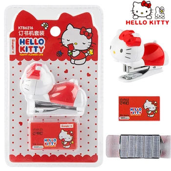 Аниме Набор Степлеров Hello Kitty Kawaii Sanrio Мультяшный Студенческий Мини Степлер Офисные Школьные Принадлежности Тестовая Машина для переплетения бумаги Подарок