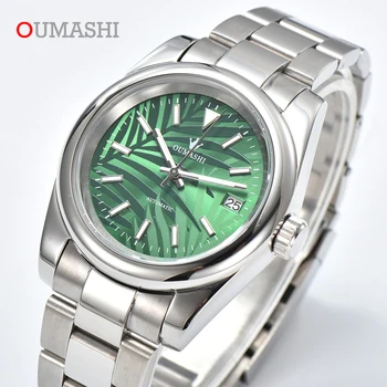 39 мм Мужские часы OUMASHI, механические наручные часы в виде пальмовых листьев, мужские роскошные автоматические наручные часы с сапфировым зеркалом NH35, водонепроницаемые