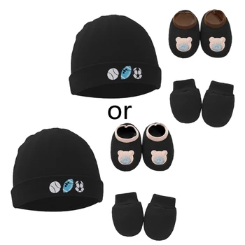 Хлопчатобумажная шапочка для новорожденных, Перчатки, чехол для ног, принадлежности для новорожденных