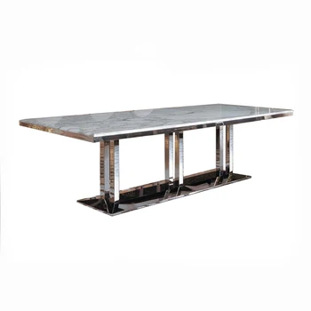Роскошная мраморная столешница, ножки из нержавеющей стали, квадратный обеденный стол