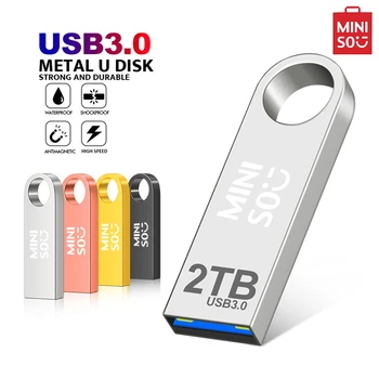 MINISO Super Usb 3.0 2 ТБ Металлический Флеш-Накопитель 1 ТБ Cle Usb Флэш-Накопители 512G Pendrive Высокоскоростной Портативный SSD Memoria Usb Stick  