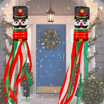 Рождественский Щелкунчик, Солдатский Ветрозащитный носок, Подвесной на открытом воздухе, Новогодняя вечеринка, украшение сада, Ветряной флаг, украшения двора, Орнамент, подарки