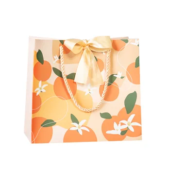 Подарочный пакет из крафт-бумаги с бантом и лентой, упаковочная коробка для дня рождения, Переносная сумка для оптовой раздачи подарков | |