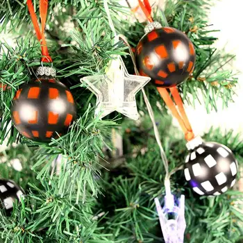 Украшения из Рождественских шаров, Клетчатые Черно-белые Красные Украшения для Рождественской елки, украшения в виде шаров, принадлежности для творчества и рукоделия