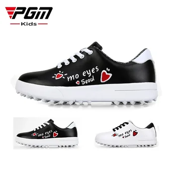 PGM/ Обувь Для гольфа с Граффити Для девочек И мальчиков, Нескользящие Водонепроницаемые Дышащие Повседневные Кроссовки на шнуровке, Спортивные Белые, Черные Туфли