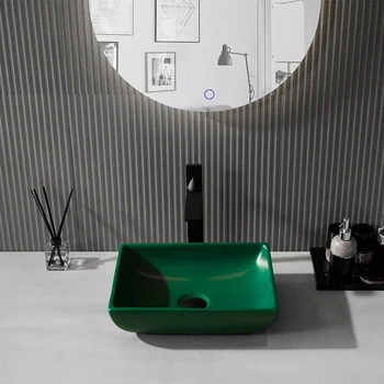 Умывальник из искусственного камня, Раковина для умывания, Умывальник для ванной комнаты, Современный и простой бытовой Умывальник, Умывальник Темно-зеленого цвета.