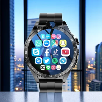 2024 Новые 4G LTE Смарт-часы Мужские 4 ГБ + 128 ГБ Android 9,0 Умные Часы С Двойной Камерой 1000 мАч GPS WiFi SIM-карта Загрузка приложения Для видеозвонков