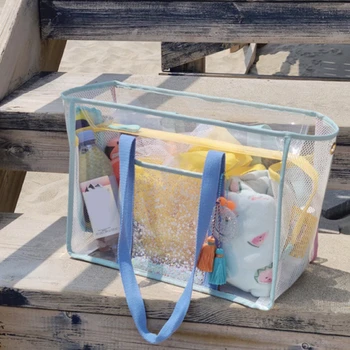 Переносная прозрачная сумка для детского песка, сумки для хранения детских игрушек, большая пляжная сумка для полотенец, женская косметичка для макияжа
