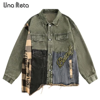 Мужская джинсовая куртка в стиле ретро Una Reta, новая мужская одежда, уличная одежда, мужское пальто, качественная куртка в стиле хип-хоп с неправильной строчкой, пара курток