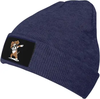 Динамичная шапочка-боксер для собак, черная теплая вязаная зимняя шапка с напускными манжетами, кепка с черепом для мужчин и женщин