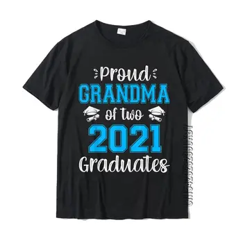 Забавная гордая бабушка двух выпускников 2021 года, Подарочная футболка для старшего 21 года, преобладающие мужские футболки, повседневные топы и тройники, хлопковые модные