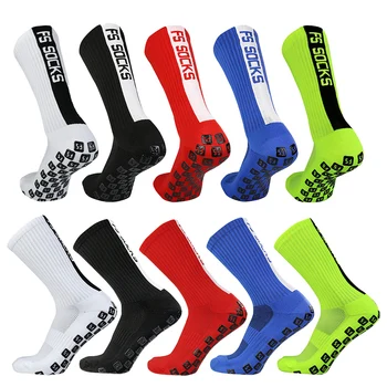 Новые силиконовые футбольные носки с противоскользящим захватом для мужчин и женщин в полоску с буквами FS спортивные футбольные носки calcetines hombre futbol