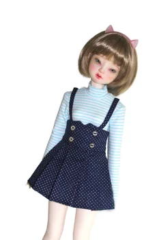 Одежда для куклы подходит для куклы 43 см 1/4 BJD модная рубашка в синюю полоску, юбка на подтяжках, носки