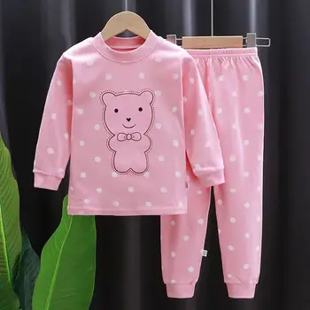 Детская осенняя одежда, комплект со штанами для мальчиков и девочек, дышащее нижнее белье для ребенка, домашняя одежда для малышей, весенне-осенняя пижама