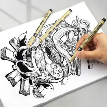 Ручка для точных детализированных линий Водонепроницаемый набор Fineliner с 12 линиями различной ширины для художников, рисующих эскизы игольчатой ручкой