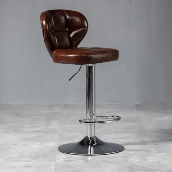 Современный высокий барный стул с коричневой регулируемой спинкой, минималистичный подъемный Домашний детский шезлонг, парикмахерский табурет, подставка для ног.