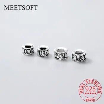 MEETSOFT Винтажные тайские подвески из стерлингового серебра 925 пробы, 7-8 мм, полые бусины, специальное украшение для ожерелья ручной работы, аксессуар для украшения