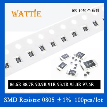 SMD резистор 0805 1% 86.6R 88.7R 90.9R 91R 93.1R 95.3R 97.6R 100 шт./лот микросхемные резисторы 1/8 Вт 2.0 мм * 1.2 мм