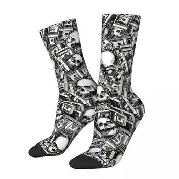 Забавные Мужские Носки Root Of All Evil Винтажные Гранжевые Черепа Harajuku Бесшовные носки Для Экипажа С Подарочным Рисунком