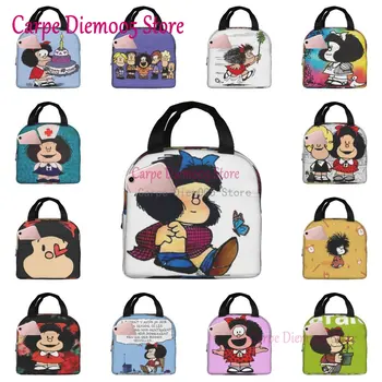 Mafalda Изолированная сумка для ланча для женщин, детская школьная сумка Quino Cartoon Manga, портативный термоохладитель, коробка для Бенто, сумка для хранения для пикника