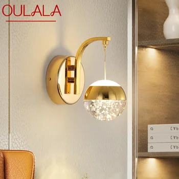 Настенный светильник OULALA Gold Crystal Nordic Simple Bubble Sconce Light, светодиодные светильники для украшения домашней спальни