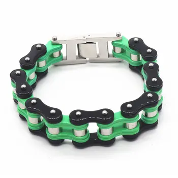 Тяжелые Прочные мужские браслеты Зеленые мотоциклетные байкерские браслеты из звеньев цепи для мужчин/женщин панк-украшения Праздничный подарок