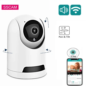 4-Мегапиксельная беспроводная купольная камера ICSEE Smart Home Security Protection Беспроводная мини-камера видеонаблюдения Двухстороннее АУДИО