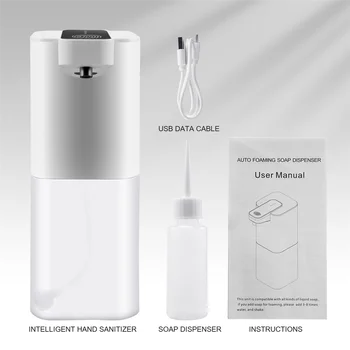 Автоматический дозатор мыла с датчиком, 400 мл, USB-перезаряжаемый дозатор пенного мыла, IPX4 водонепроницаемый, бесконтактный