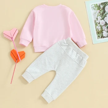 Комплекты одежды для маленьких девочек, топы и штаны с милым принтом, осенне-зимние комплекты из 2 предметов для младенцев