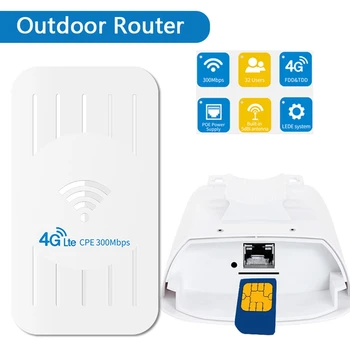 Водонепроницаемый наружный 4G Wifi-маршрутизатор, 300 Мбит /с, Wifi-удлинитель с SIM-картой, 3G / 4G LTE-маршрутизатор, дальность действия 100 м, 32 пользователя, штепсельная вилка США