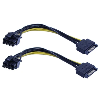 10 ШТ Новый 15-контактный разъем SATA к 8-контактному (6 + 2) Кабелю питания PCI-E 20 см Кабель SATA от 15-контактного до 8-контактного кабеля 18AWG Провод