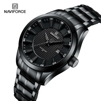 Мужские часы NAVIFORCE от ведущего бренда, водонепроницаемые кварцевые Деловые повседневные наручные часы, ремешок из нержавеющей стали, Часы с датой Relogio Masculino