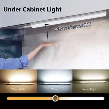 Подсветка под шкафом PIR Motion LED Ручной переключатель Кухонная лампа 3 цвета USB штекер Подсветка шкафа для шкафа-купе Кухонная комната