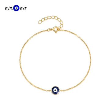 Браслет-цепочка из стерлингового серебра EVIL EYE S925 Регулируемый синий турецкий браслет-оберег от сглаза Ювелирные изделия pulseras bijoux צמידים