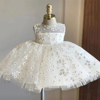 Детское бальное платье принцессы с цветочным узором для маленьких девочек, элегантные платья для бутика на день рождения и свадебную вечеринку y1011