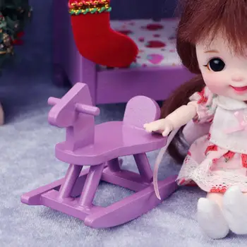 Современный кукольный домик 1:12, лошадка-качалка, мебель для детской