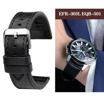 20 мм 24 мм Кожаный Ремешок для Часов Casio EFR-303L EQB-501 EFS-S500 506 Swordfish Belt MTP-1374/1375 PRG600 PRW-6600Y Ремешок для часов