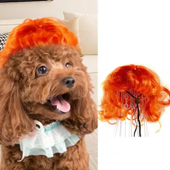 Парик для выставки собак Изысканный парик для домашних животных Яркий костюм собаки кошки для вечеринок, фестивалей, забавные милые аксессуары для Хэллоуина, Рождества, легко