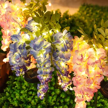 Креативные Солнечные Ландшафтные светильники с цветком Глицинии, украшение сада во внутреннем дворе, светодиодные Заглушки с искусственными цветами, Газонные Лампы