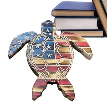 Декор стен в виде деревянной морской черепахи Елочные украшения ко Дню Независимости Декор Дня памяти 4 июля Орнаменты Дизайн американского флага