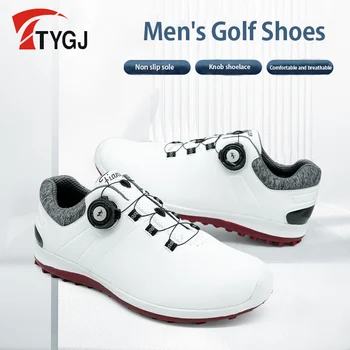 Мужская обувь TTYGJ Golf, белые дышащие кроссовки с поворотной кнопкой, нескользящая круглая головка, низкий верх, Дышащие кроссовки