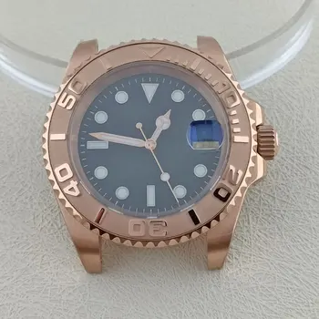 Корпус часов из розового золота 40 мм, механизм NH35 NH36, Циферблат с логотипом на заказ, Сапфировое стекло, аксессуары для часов из нержавеющей стали