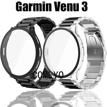 Для Garmin Venu 3 Case PC + Защитная Крышка Экрана из Закаленного Стекла, Бампер, Чехлы, Ремешок Из Нержавеющей Стали, Браслет GTR4, Ремешок для Ремня