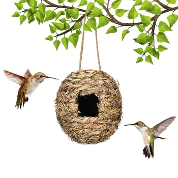 Подвесной Птичий Домик-гнездо из 4 упаковок Для улицы, Шаровидной формы, Ручной работы, Изготовлен из натуральной травы, Идеально подходит Для сада, Патио