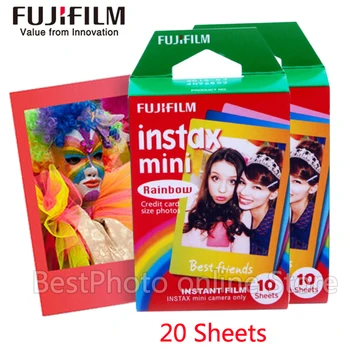 20 Листов Фотобумаги Fujifilm Fuji Instax Mini 9 Film Rainbow Instant camera Для камеры mini 8 7s 7 50s 50i 9 25 dw Share SP-1