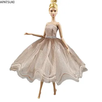 Балетное платье-пачка цвета хаки с волнами для куклы Барби, наряды, аксессуары для кукол, одежда для танцев, 3-слойная юбка со стразами, вечернее платье