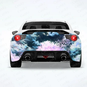 Наклейки с изображением аниме-пейзажа сзади автомобиля, креативная наклейка на автомобиль, изменение внешнего вида кузова автомобиля, декоративные наклейки